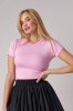 Короткая трикотажная футболка - 03017 розовая