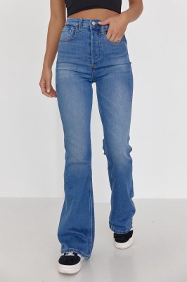 Женские джинсы клеш с круглой кокеткой сзади - 0951