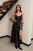 Чорне елегантне шовкове плаття на тонких бретелях 1476.2