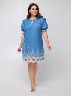 Платье батал "Надин" (голубой)