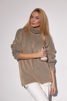 Женский вязаный свитер оверсайз с узором в рубчик 231112