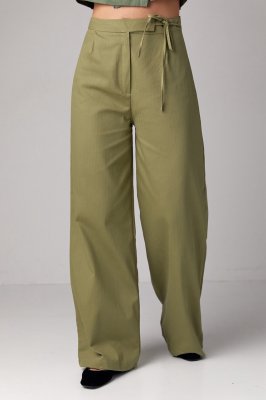 Женские классические брюки в елочку - 244121 хаки
