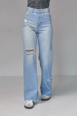 Женские джинсы с рваными элементами - 2967 голубой