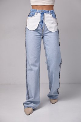 Женские джинсы с эффектом наизнанку - 3212 голубые