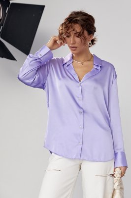 Шелковая блуза на пуговицах - 3334 фиолетовый