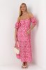 Цветочное платье-бюстье с пышной юбкой - 3394 розовое