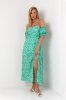 Цветочное платье-бюстье с пышной юбкой - 3394 зеленое