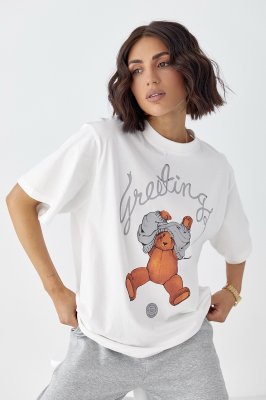 Хлопковая футболка с мишкой 4610 белая