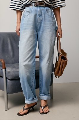 Джинси баги з декоративним швом 4670 блакитний