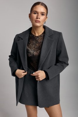 Жіночий приталений піджак графітового кольору 576.1