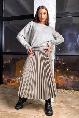 Однотонная юбка плиссе 1700.4545 серый