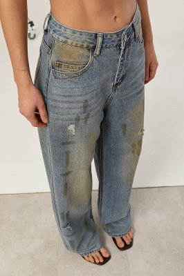Широкі джинси vintage з ефектом забруднення 80320