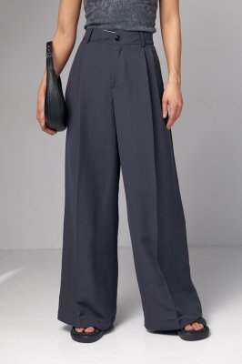 Жіночі широкі штани-палаццо зі стрілками - 9045 темно-сірі