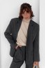 Женский пиджак на пуговицах в полоску - 9304 темно-серый