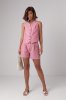 Женский летний костюм с шортами и жилеткой в полоску - 9821 розовый