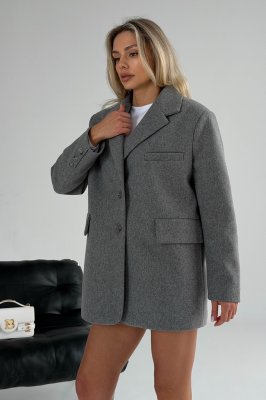 Укороченное пальто Тренд серый