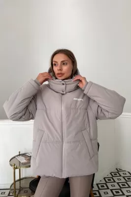 Стильний пуховик awesome пудра 7541
