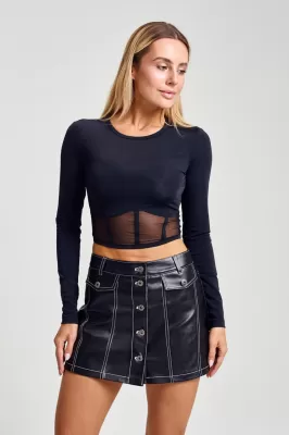 Лонгслів з сіткою із біфлексу 8451