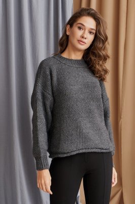 Вязаный свитер V344412 темно-серый