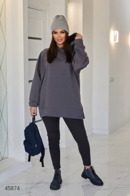 Спортивний костюм жіночий з легінсами 45874 темно-сірий