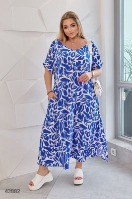 Сукня літня великих розмірів 43882 синя