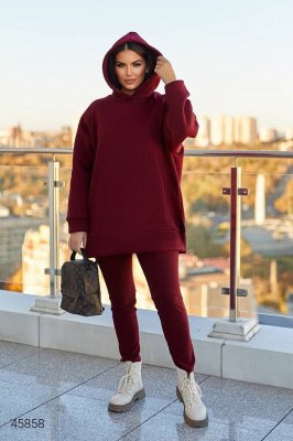 Спортивний костюм жіночий з легінсами 45858 бордовий