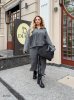 Костюм жіночий зі светром-поло 45709 сірий