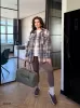 Рубашка женская в клетку 46235 голубая