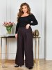 Брюки-палаццо женские 50034 коричневый