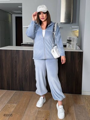 Костюм велюровий жіночий з кантом 49995 сірий