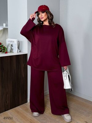 Костюм жіночий брючний оверсайз 49950 бордовий Костюм жіночий брючний оверсайз 49950 бордовий