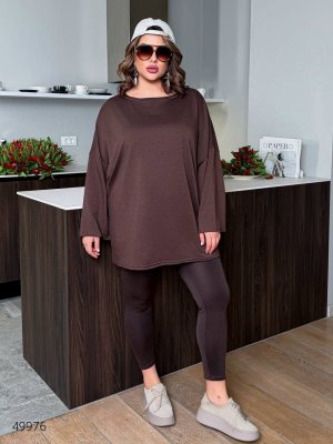 Костюм женский с леггинсами 49976 коричневый
