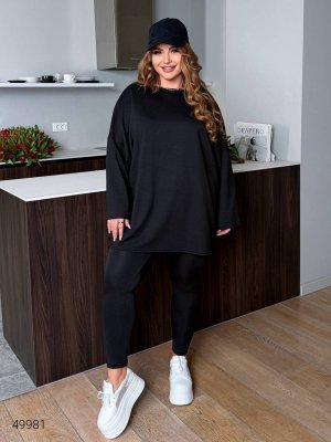 Костюм жіночий з легінсами 49981 чорний Костюм жіночий з легінсами 49981 чорний