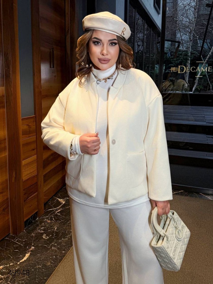 Жіночий піджак з євро-кашеміру 49948 молочний