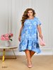 Платье миди в цветочный принт 44267 голубое