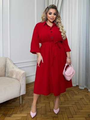 Сукня вельветова великих розмірів 50027 червоний