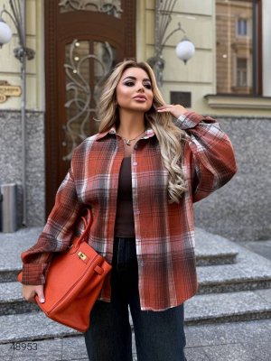 Сорочка в клітку жіноча 48953 оранжевий