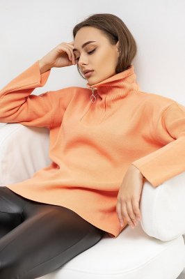 Пуловер с воротом V1662520 оранжевый